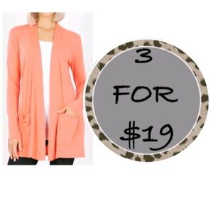 3/$19 Zenana outfitters open front cardigan tunic blouse long sleeve top